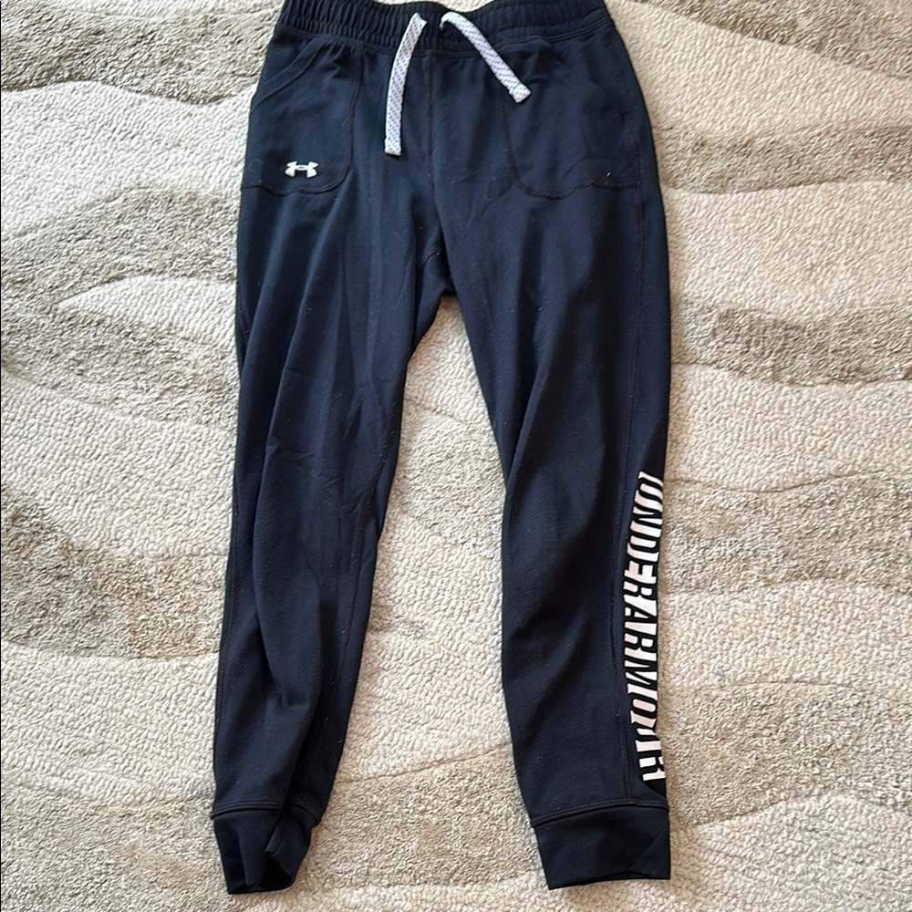 Cute!! Under Armour Black Joggers with White Logo